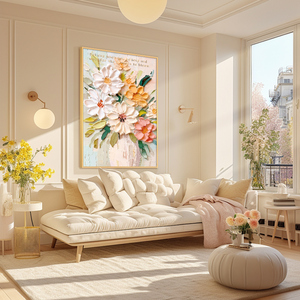 Impresión en lienzo de flores con textura 3D, pinturas artísticas de pared abstractas para decoración de hogar, oficina, Hotel - Product Image 3