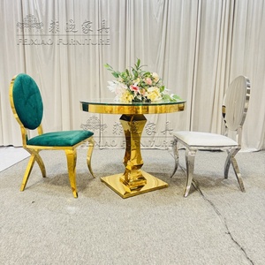 Hot Sale Factory Price Hotel Events Wedding Party Furniture Round Dining <strong>Tables</strong> Gold Stainless Steel Mirror <strong>Glass</strong> Cake <strong>Table</strong> - Product Image 4
