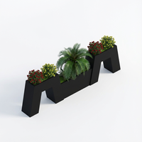 Jardinière en métal illuminée avec lumière LED, pot de fleurs en acier inoxydable pour boîte de nuit, bar, terrasse