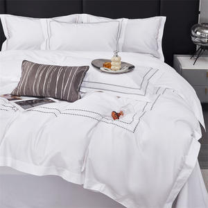 热卖纯棉白色绣花床单贴合床单酒店亚麻床上用品套装 - Product Image 6