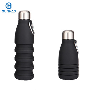 Customizable Color LOGO BPA Free Collapsible Food Grade <b>Silicone</b> <b>Water</b> <b>Bottle</b> for Outdoor Sports - Product Image 5