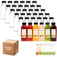 Bouteilles de jus en plastique PET réutilisables de 2 oz, 4 oz, 8 oz, 12 oz, 16 oz, 33 oz avec bouchon, pour usage commercial, stock local aux États-Unis