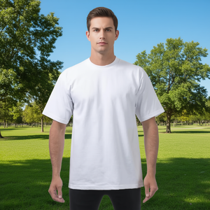 Camiseta Blanca Lisa para Hombre, Cuello Redondo, 180g, 100% Algodón, Manga Corta, Corte Regular, Transpirable, Tejido Casual - Product Image 2