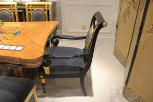 Meubles en bois européen classique, ensemble <span class=keywords><strong>de</strong></span> table et <span class=keywords><strong>de</strong></span> table 8 places, avec <span class=keywords><strong>chaises</strong></span> en tissu italien, luxe, nouveau, - Product Image 6
