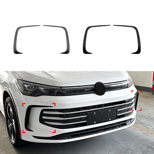Volkswagen Front Bumper Lip Splitter Piano Black Carbon Fiber Texture ABS Adhesive <b>Car</b> <b>Decals</b> For Tiguan MK3 - Product Image 1