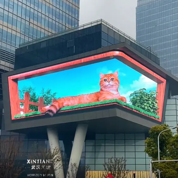 Gran pantalla LED 3D para publicidad en centro comercial, pantalla led para exteriores, cartelera digital comercial para edificios exteriores, gabinete de 1000*500mm