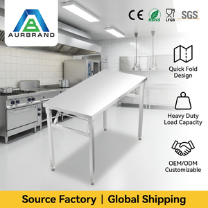 <span class=keywords><strong>Table</strong></span> <span class=keywords><strong>pliante</strong></span> en acier inoxydable extra-épaisse, idéale <span class=keywords><strong>pour</strong></span> la salle à manger, portable, et utilisable dans les restaurants et cuisines, conception OEM - Product Image 1