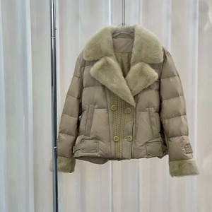 OFTBUY 2023 Chaqueta de plumón de <span class=keywords><strong>ganso</strong></span> de gama alta para <span class=keywords><strong>mujer</strong></span> Chaqueta de invierno cálida corta de piel de visón real de alta calidad - Product Image 4