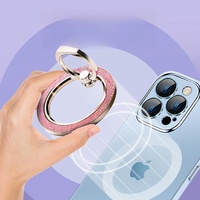 Accessoires pour téléphone, support de téléphone avec anneau, poignée en métal scintillante, compatible avec les téléphones magnétiques iPhone 16/15/14/13/12/11 Pro Max