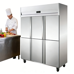 Commercial Kitchen Fridge Upright Refrigerator Restaurants Use Dual Temperature Four Door Stainless Steel Construction a - Product Image 1