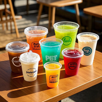 Gobelets en plastique jetables transparents JAN GOO avec logo personnalisé, diamètre 90 mm, impression UV, pour café, thé, lait, soda, boissons glacées