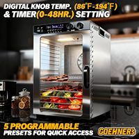 OEM Custom 1100W 18-bakjes RVS Voedseldehydrator Digitaal Display 5 Voorinstellingen 48 uur Timer 86-194°F Temperatuurregeling