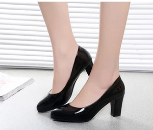 Scarpe da Donna con Tacco Medio alla Moda, Versatili in <span class=keywords><strong>Pelle</strong></span> PU Monocolore, Ideali per Ufficio e Casual, con Tacco Spesso - Product Image 6