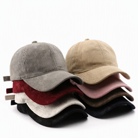 Casquette de baseball en velours côtelé brodée style rétro simple, douce et agréable pour la peau, idéale pour les voyages en extérieur et le quotidien, protection solaire.