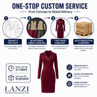 Robe crayon moulante à revers cranté en satin uni, manches longues, taille froncée croisée, longueur genou, fabrication OEM ODM, marque privée