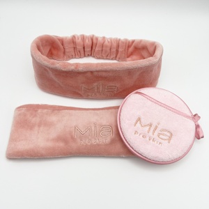 <span class=keywords><strong>Bandeau</strong></span> de soin du visage en microfibre de velours pour femmes, <span class=keywords><strong>maquillage</strong></span>, spa, avec logo personnalisé - Product Image 6