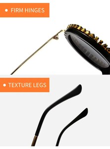 Nouvelles lunettes de soleil de luxe rondes en strass, lunettes de soleil en cristal pour femmes, vente en gros de lunettes de soleil - Product Image 6