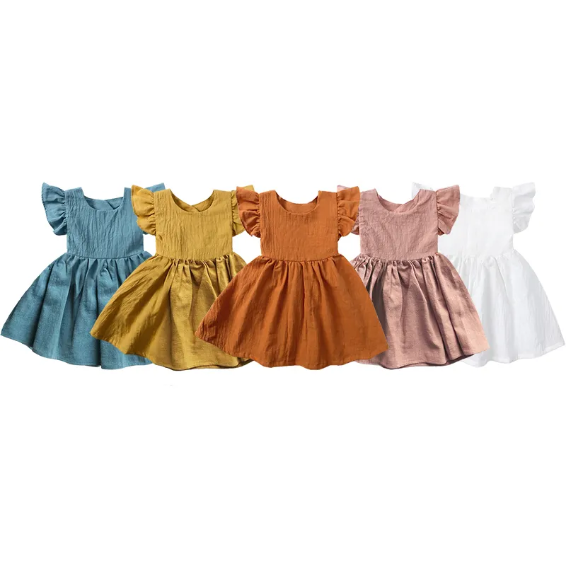 children flower baby girls' dresses princess summer kids party clothes cotton toddlers dress