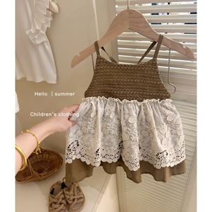 Child Star Circle Girls Sleeveless Lace Dress Breathable Summer Hollow-Out Suspender Dress For Children - Product Image 3