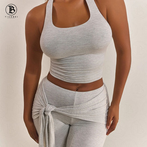 Nuovi Arrivi Primavera 2026: Completo Donna 2 Pezzi con Top Senza Maniche e Pantaloni a Vita Alta con Laccetti, Morbido Completo Casual per il Tempo Libero - Product Image 3