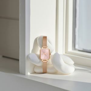 Montre classique rétro coréenne pour femmes d'affaires, cadran carré analogique coloré, bracelet en cuir, quartz, résistante à l'eau 3ATM, acier inoxydable - Product Image 4