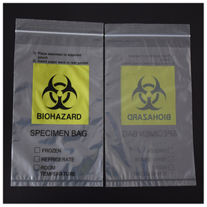 Sacs à déchets en plastique LDPE Biohazard avec joint ziplock pour l'élimination des objets tranchants médicaux étanches et anti-crevaison - Product Image 2