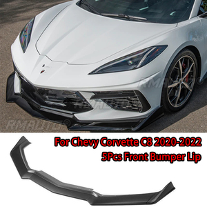 Para Chevy Corvette C8 2020-2022, 5 piezas, difusor de labio de parachoques delantero de coche, estilo fibra de carbono, negro brillante, accesorios de esquina divisorios - Product Image 1