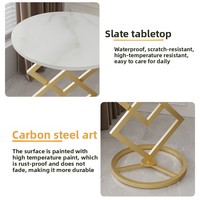 Table basse ronde en ardoise de style luxe léger, petite table d'appoint simple en métal pour salon domestique