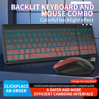 Combo de Teclado y Ratón Inalámbrico Silencioso con Retroiluminación RGB, 2.4G, Modo Dual, Recargable, para Escritorio/Portátil