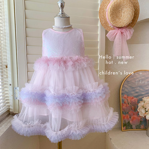Vestido de Silueta Dimensional con Volantes de Varias Capas sin Mangas para Niñas, para Fiestas de Cumpleaños, Bodas y Otras Ocasiones - Product Image 3