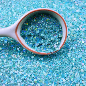 Lot de 1kg de paillettes épaisses, hexagone ultra-mince bleu clair pour remplissage de slime, bricolage, Nail Art, visage et corps - Product Image 6