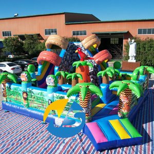 Parc de jeux gonflables commercial <span class=keywords><strong>Safari</strong></span> <span class=keywords><strong>Jungle</strong></span>, grande structure de jeux gonflable avec toboggan pour la vente - Product Image 4