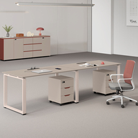 Bureau de travail moderne minimaliste ou bureau double en bois kaki