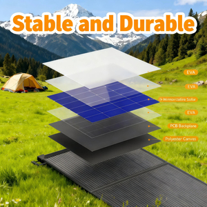 แผงโซลาร์เซลล์แบบพับได้400W สีดำสำหรับการผจญภัยกลางแจ้งการเดินทาง RV ไฟดับฉุกเฉิน - Product Image 2