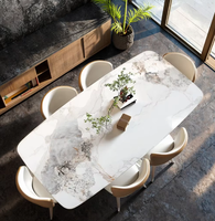 Nouveau produit tendance Table à manger rectangulaire en marbre avec acier inoxydable Moderne 1 ensemble Table à manger de salle à manger Design moderne Ensemble de table à manger