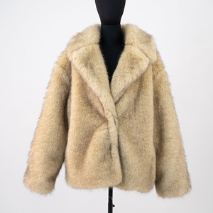 Sản Xuất Tùy Chỉnh Phụ Nữ Mùa Đông Fluffy Áo Khoác Bán Buôn Ánh Sáng Nâu Giả Lông Thú Áo Cho Phụ Nữ - Product Image 1