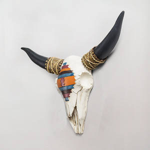 カスタムメイドの動物の壁掛け樹脂バッファローの頭の彫像バイソンスカル - Product Image 2