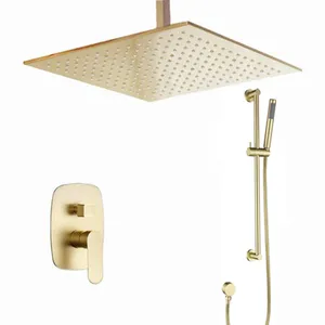 High Quality Professional Ceiling Concealed Brass System Sliding Bar Shower Set With Hand Shower