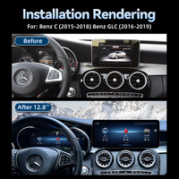 Écran Carplay de Voiture Android 14 Qualcomm 685 8 Cœurs de 12,8 Pouces pour Mercedes Classe C W205 GLC X253 2015-2019, Radio Multimédia Auto
