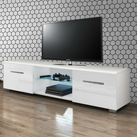 Moderno Soporte de TV Extensible de Madera Blanca Mate Estilo Nórdico con Luces LED para Sala de Estar