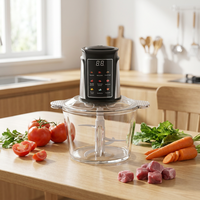 Penggiling Daging Listrik Kontrol Digital 3L dengan Wadah Kaca dan Empat Mata Pisau untuk Daging, Sayuran, dan Kacang-kacangan