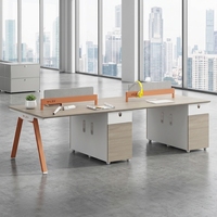 Poste de travail de bureau 4 places avec cloison, bureau informatique moderne en bois, ensemble de mobilier de poste de travail pour employés, vente en gros