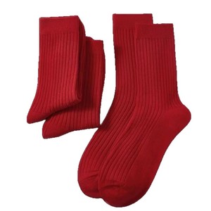 Red Crew Socks Cotton Breathable Solid Color Alphanumeric Women Spring Casual Socks - Product Image 2