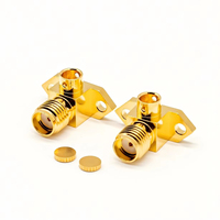 Conector Hembra de Cable Coaxial RF Tipo SMA-KWF615, 50 Ohm, D-18GHz, 1000V, Alto Voltaje, Alta Potencia, Ángulo Recto 90° °   Codo con Brida