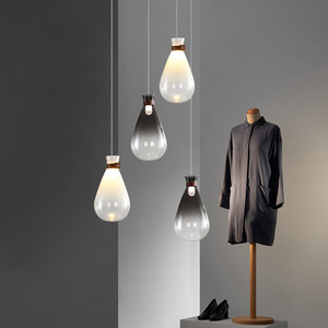 Nordic Designer Multi-Head <b>Balloon</b> Leather Chandelier Teardrop Glass Pendant for Living Room Dining Room Bar Counter Chandelier - Product Image 2