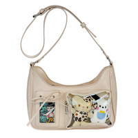 Sac Ita personnalisé sac à bandoulière unique tendance style coréen pour femmes sac à bandoulière en cuir végétalien pour filles sac à bandoulière avec fenêtre transparente pour poupée