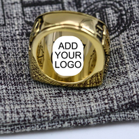 Bague de championnat MC Gold Gemstone avec logo personnalisé, cristal naturel, style unisexe décontracté et sportif