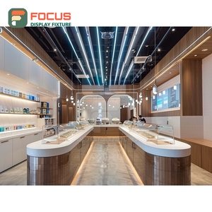 Large Format Cafe Service Counter White <b>Panel</b> Finish Coffee Bean Display Area Cafe Cash Wrap Counter - Product Image 3