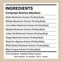 Capsules de Complexe de Champignons Biologiques 10 en 1 Chaga Ganoderma Lucidum Queue de Dinde Relaxation 60 Comprimés Marque Privée Personnalisée