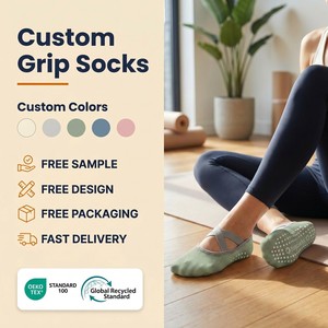 Calcetines <span class=keywords><strong>de</strong></span> Diseño Personalizados Antideslizantes para Pilates, Yoga y Danza, con Diseño <span class=keywords><strong>de</strong></span> Tiras Cruzadas, para Mujer, Regalo - Product Image 1